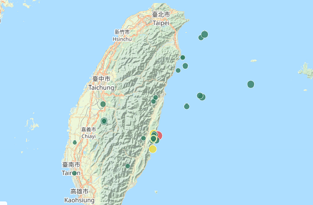 震央分布圖(圖片來源:中央氣象局)
