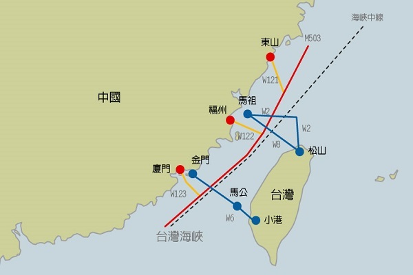 M503航路與W航路路線示意/網路圖片