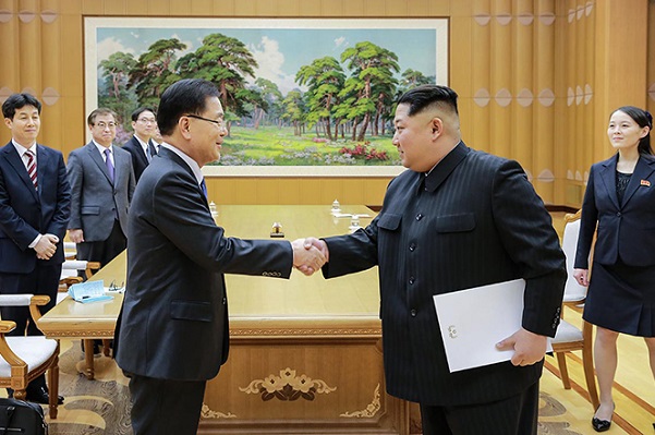 韓國國家安保室長鄭義溶與金正恩會面/圖青瓦台