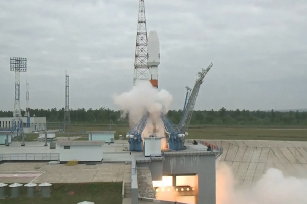 8月10日聯合號火箭攜帶著月球登陸器「月球25號」升空。(圖片擷取自網路影片)