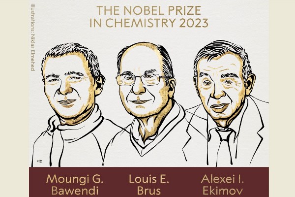 2023年諾貝爾化學獎得主:巴汶帝、布魯斯以及埃吉莫夫。(左起,圖片擷取自諾貝爾獎官方X平台)