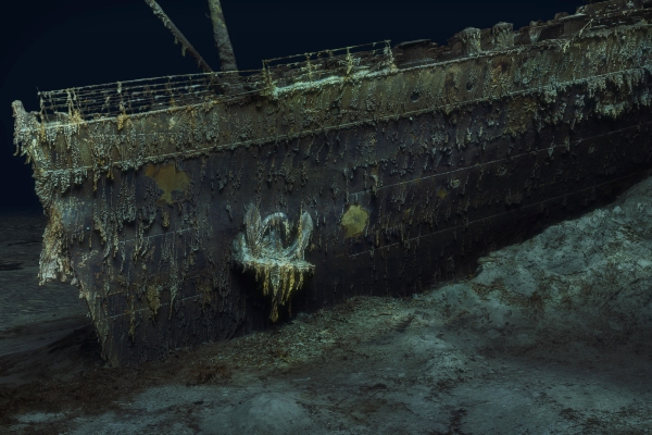 沉入大西洋底的鐵達尼號3D圖像近日問世。(圖片擷取自AtlanticProds推特)